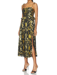 ASTR Emerys Midi Dress in black gold - women's dress - alternate view