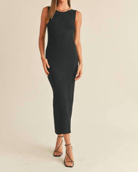 Miou Muse - Rib Knit Sleeveless Midi Dress