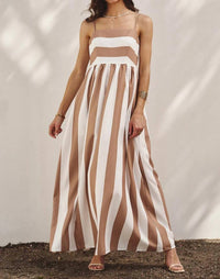 Urban Daizy - Vertical Stripe Smocked Back Maxi Dress