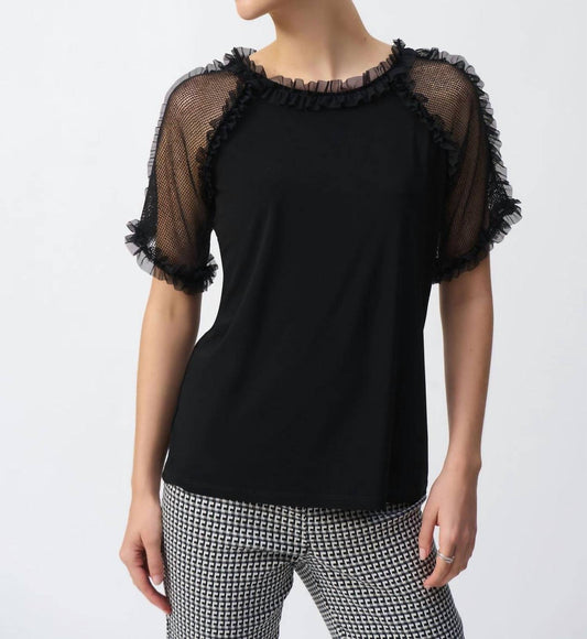 Joseph Ribkoff - Silky Knit And Mesh Short Sleeve Top