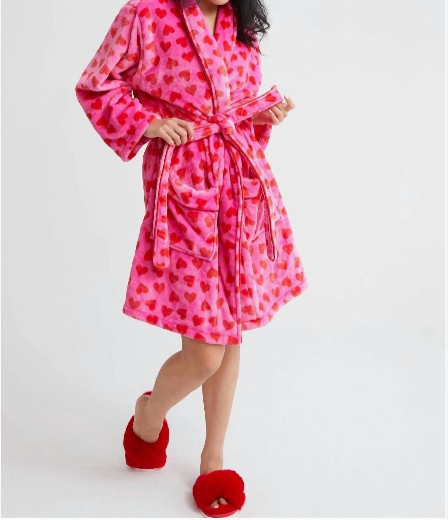 Shiraleah Hearts Cozy Robe in pink - women's intimate - detail view