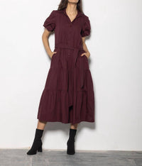 Maude Clara Tiered Maxi Dress in wine - women's dress