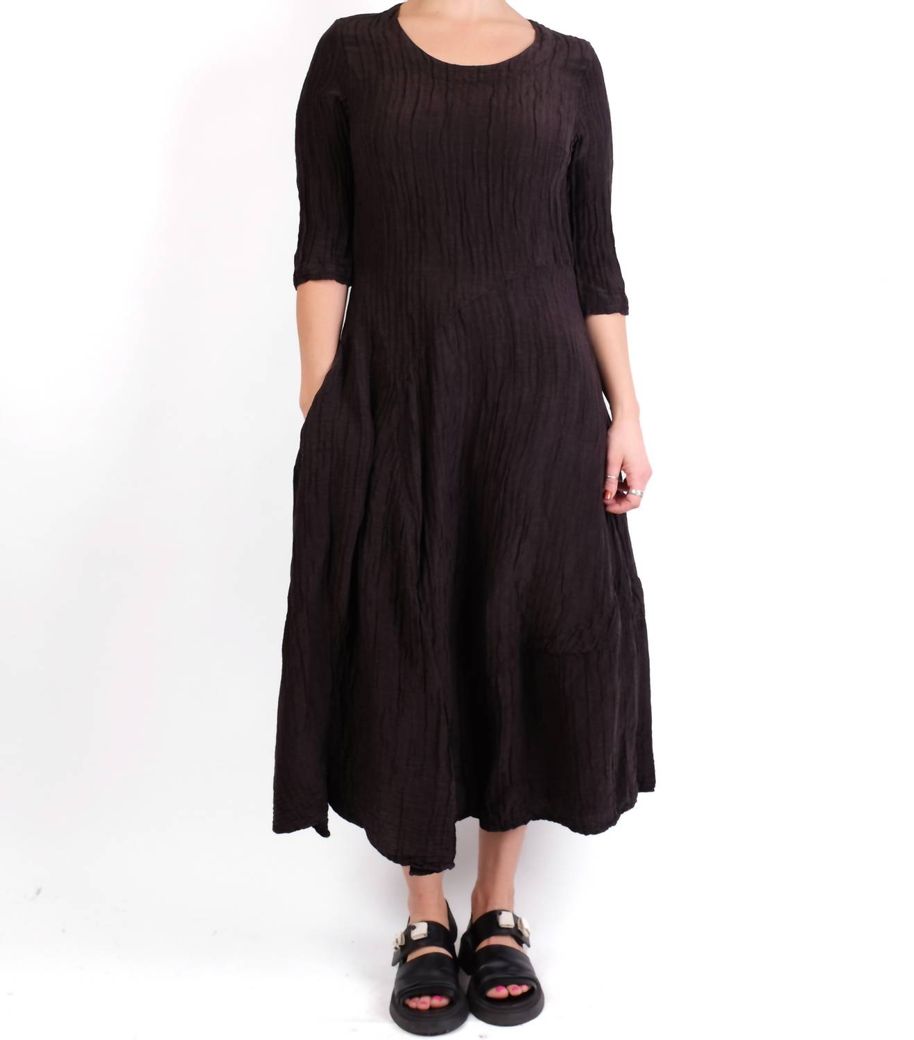 Grizas - Silk Three Quarter Sleeve Midi Dress
