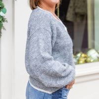 AnnieWear Everyday Edge Contrast Cardigan in grey - women's cardigan - alternate view
