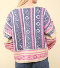 Very J - Women's Opal Oversized Cozy Printed Knit Sweater