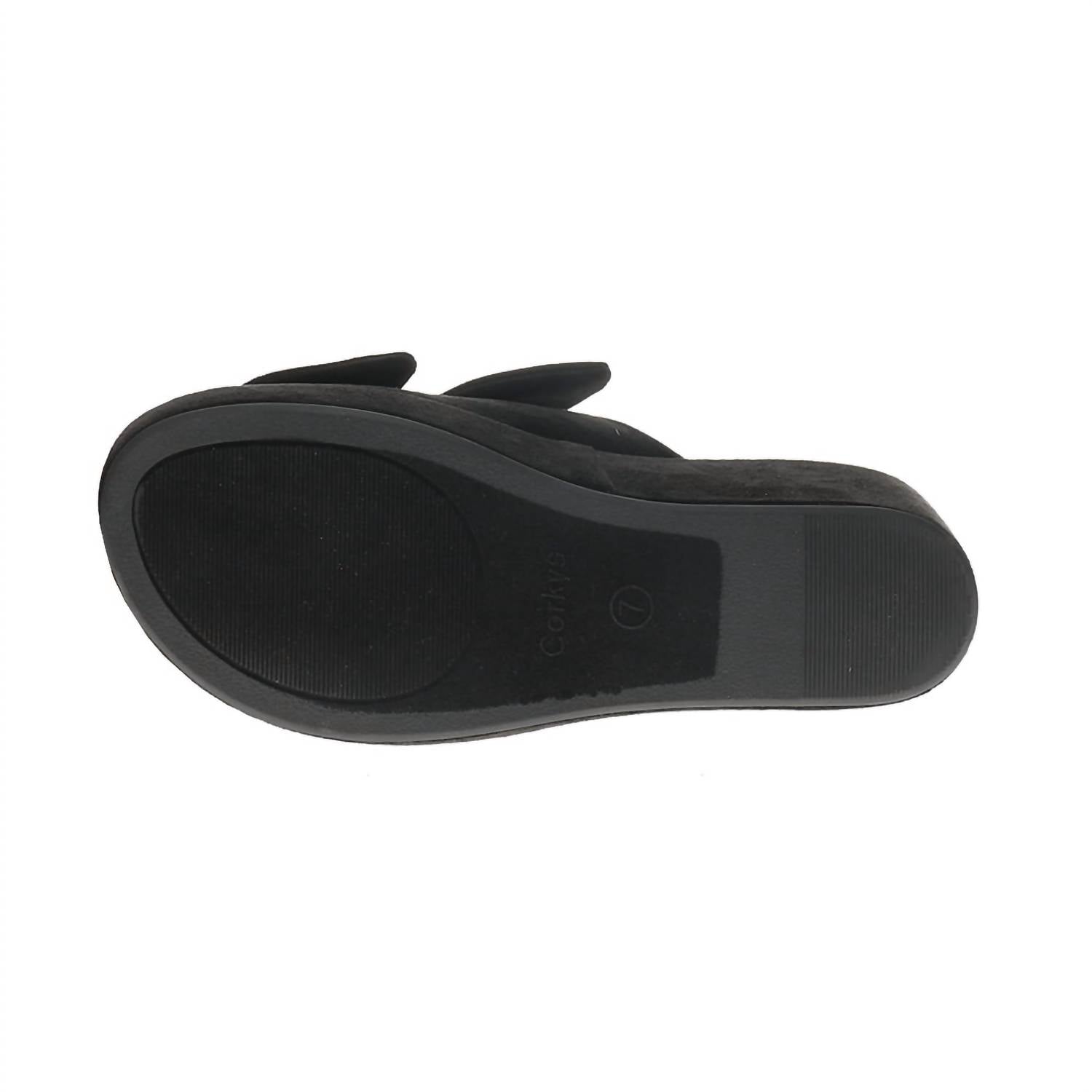 Corkys Footwear Women's Bowed Up Wedge Shoes in black faux suede - women's shoe - alternate view