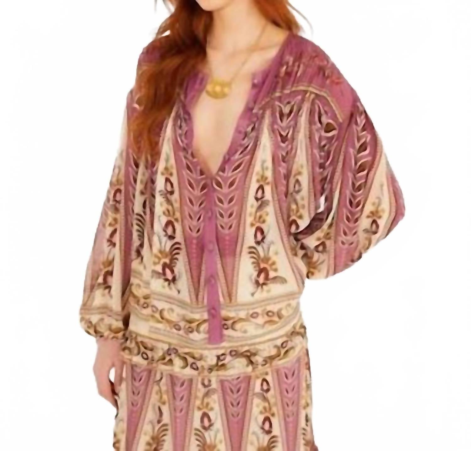 Farm Rio - Delicate Ainika Smocking Long Sleeve Blouse