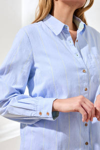 TRIBAL Long Sleeve Button Front Shirt in chambray - women's shirt - alternate view