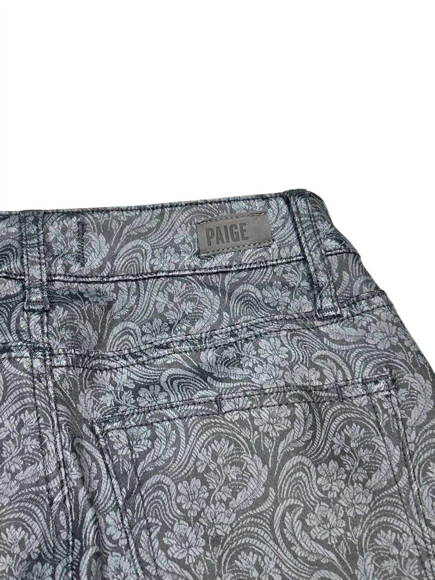 Paige Women's High Rise Lou Lou Landscape Jacquard Flare Jeans in grey - women's jeans - alternate view
