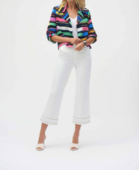 Joseph Ribkoff - Fringe Beaded Pull On Cropped Jeans