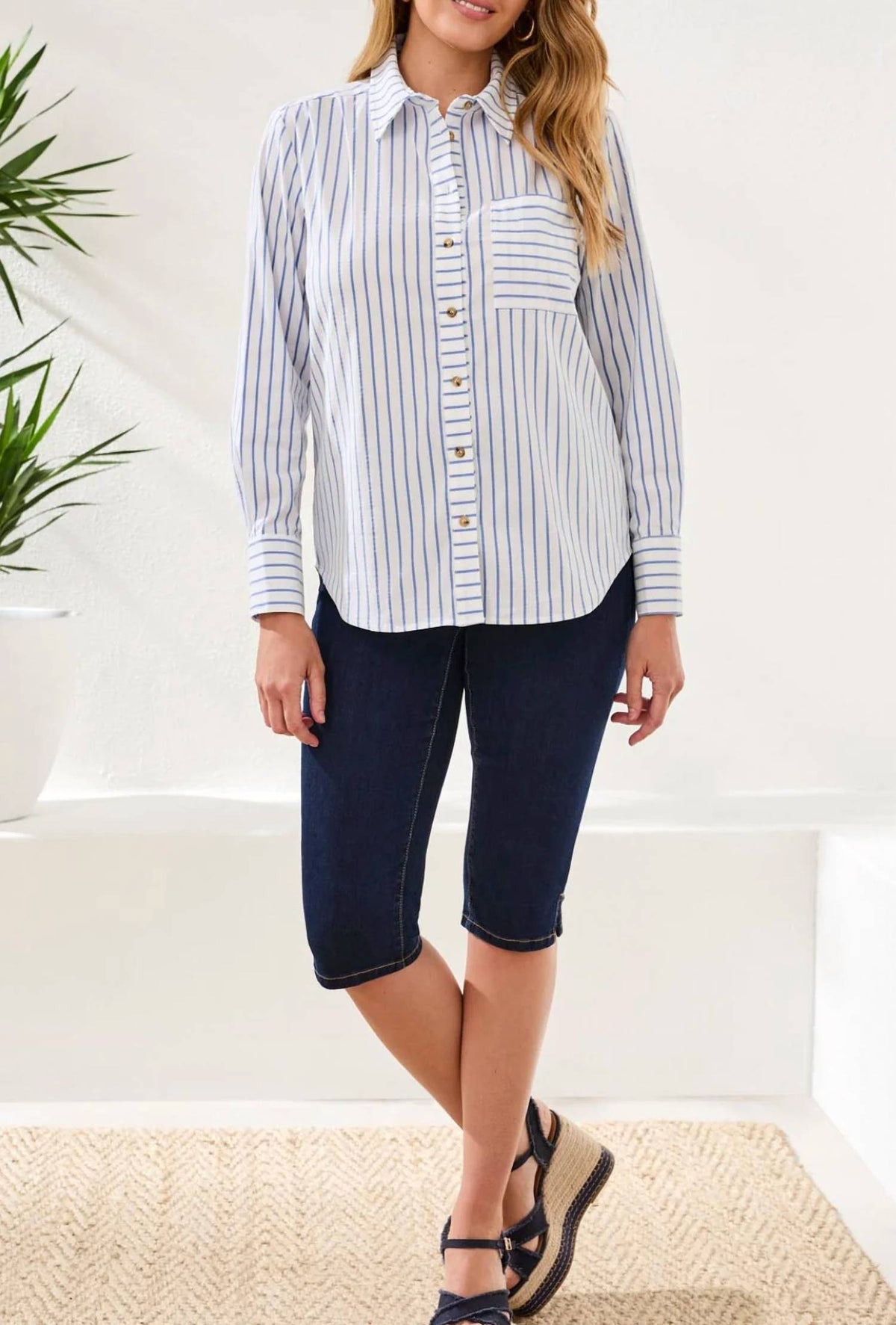 Tribal - Long Sleeved Button Front Top
