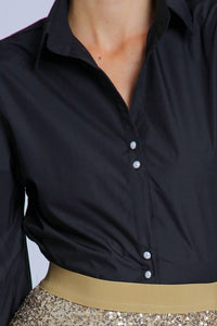 BEULAHSTYLE V-neck Cut Collar Puff Blouse in black - women's blouse - view 5