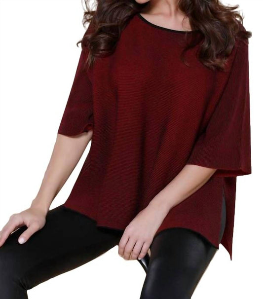 2-Tone High Slit Sweater Poncho