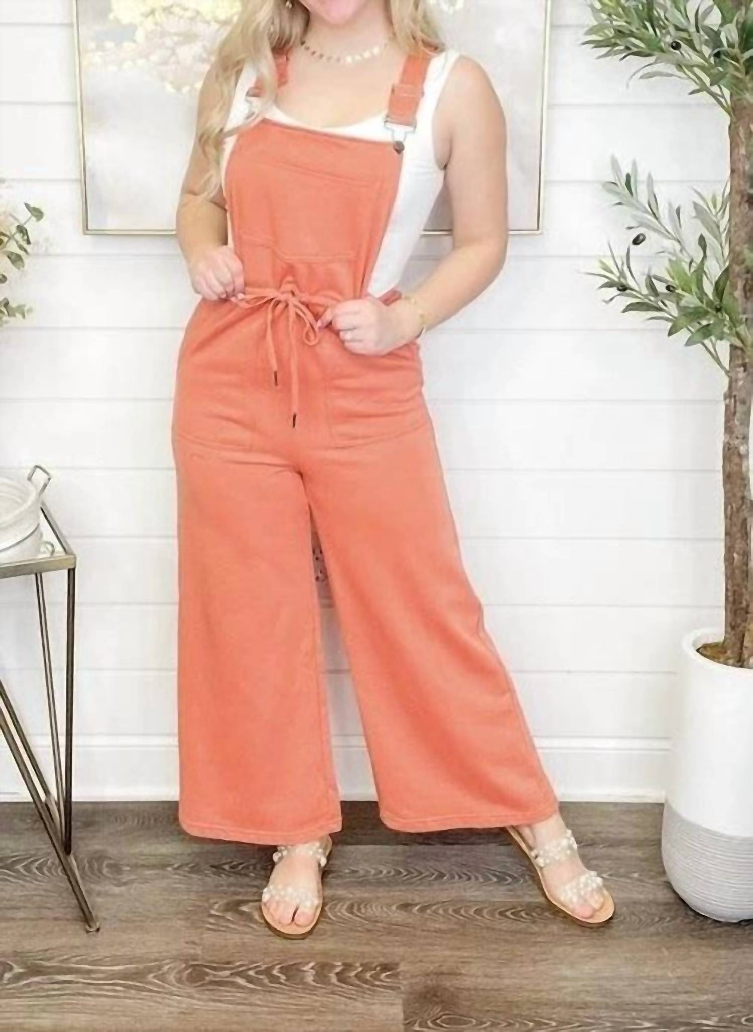 Liam & Company - It's Groovy Cotton Blend Wide Leg Overalls