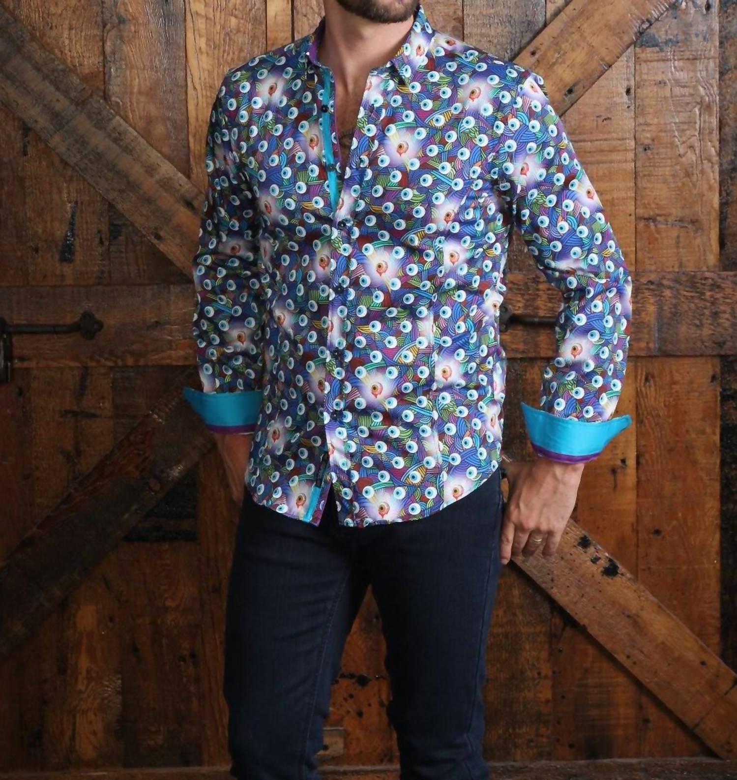 Eight X - Radical Eyeball Button Down Shirt With Trim