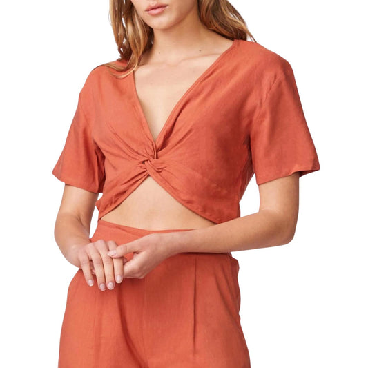 Monrow - LINEN FRONT TWIST TOP