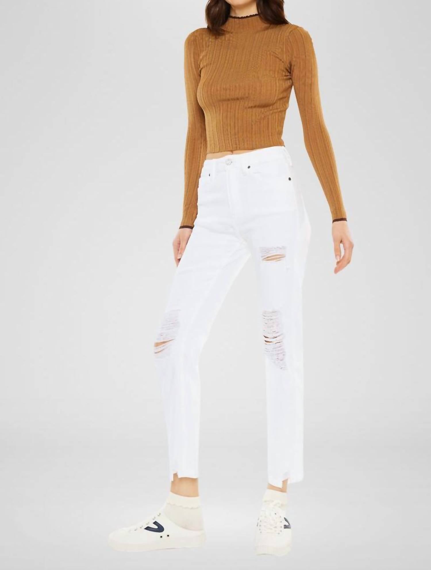 KanCan High Rise Slim Straight Jeans in white 1 - women's jeans