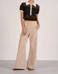 Elan - Semi Sheer Colorblock Top