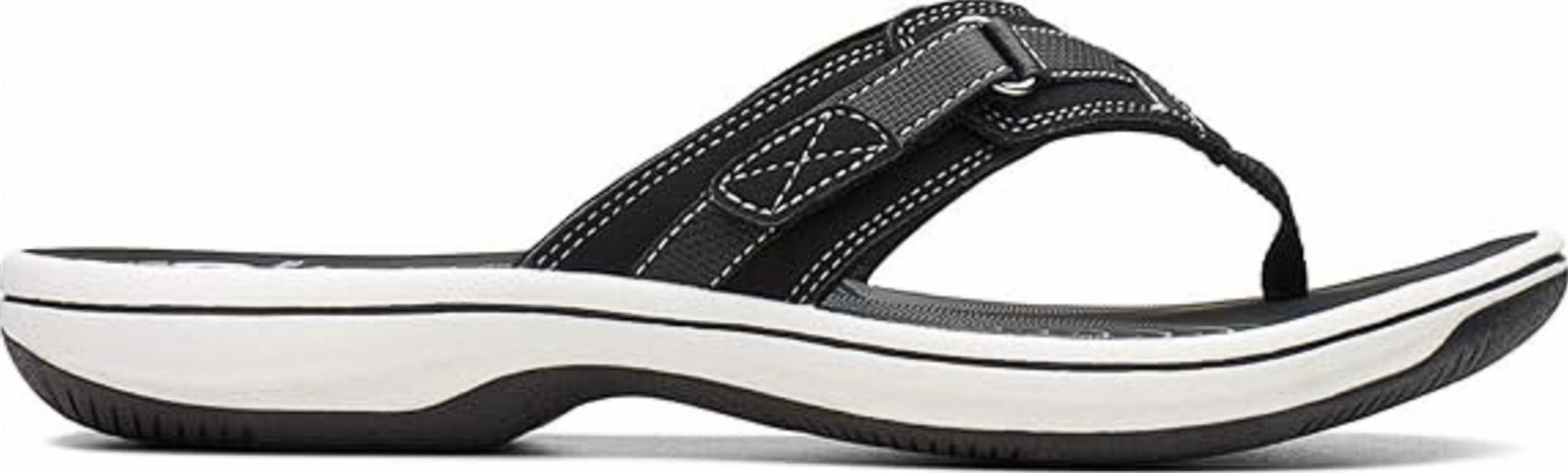 Clarks Women's Breeze Sea Slipper in black synthetic - women's shoe - detail view