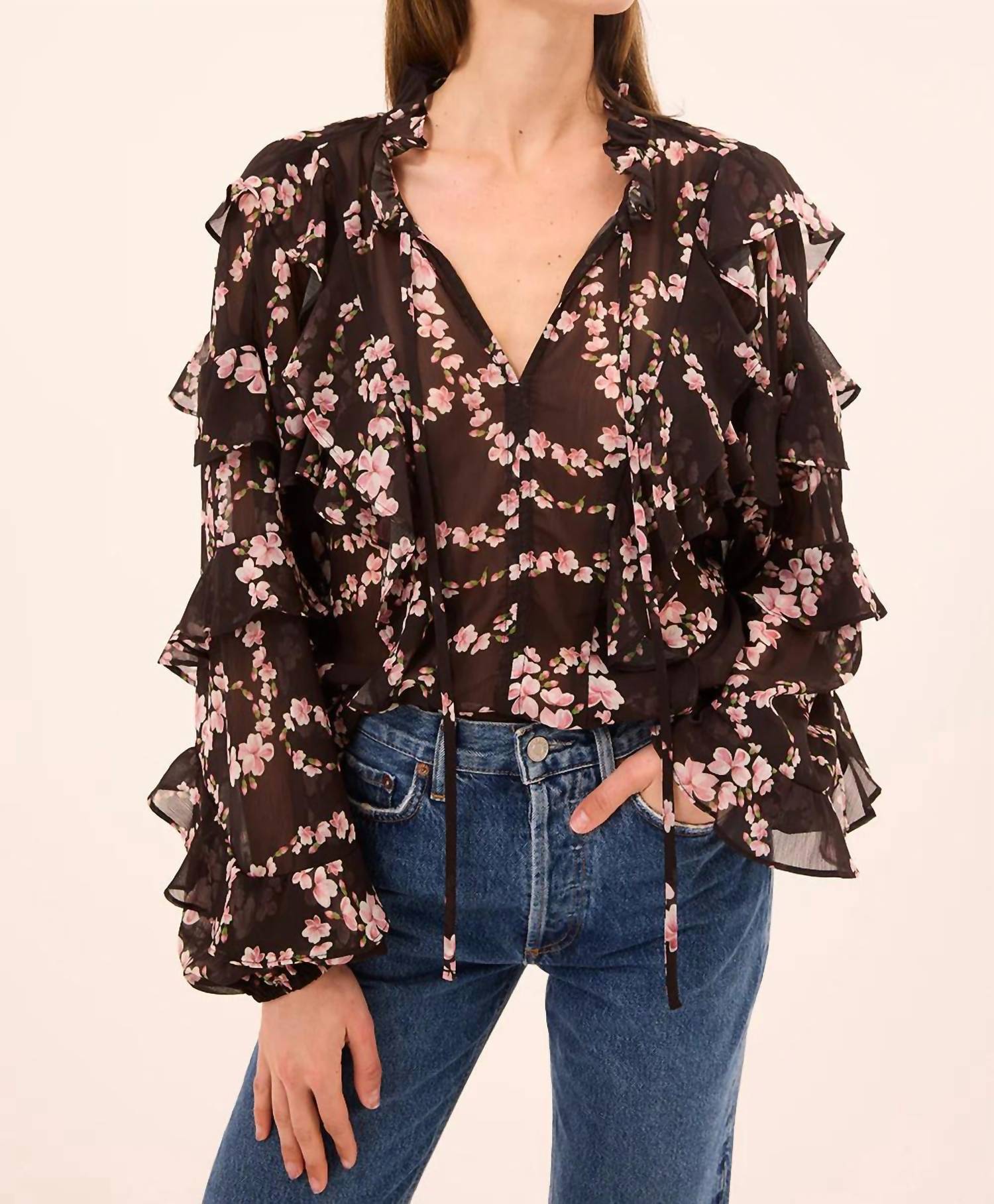 Misa Los Angeles - Printed Chiffon Top