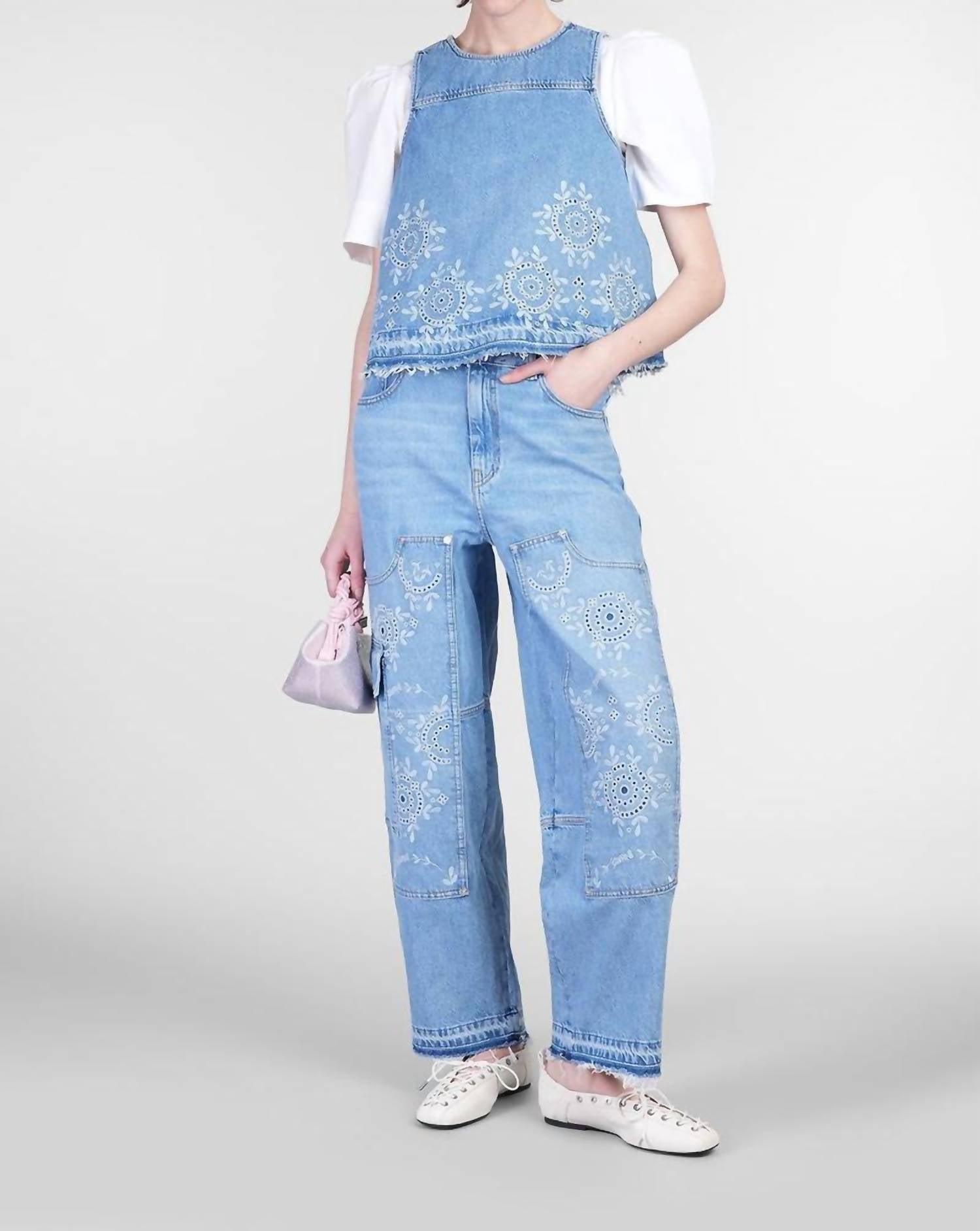Ganni - Broderie Anglaise Carpenter Jeans