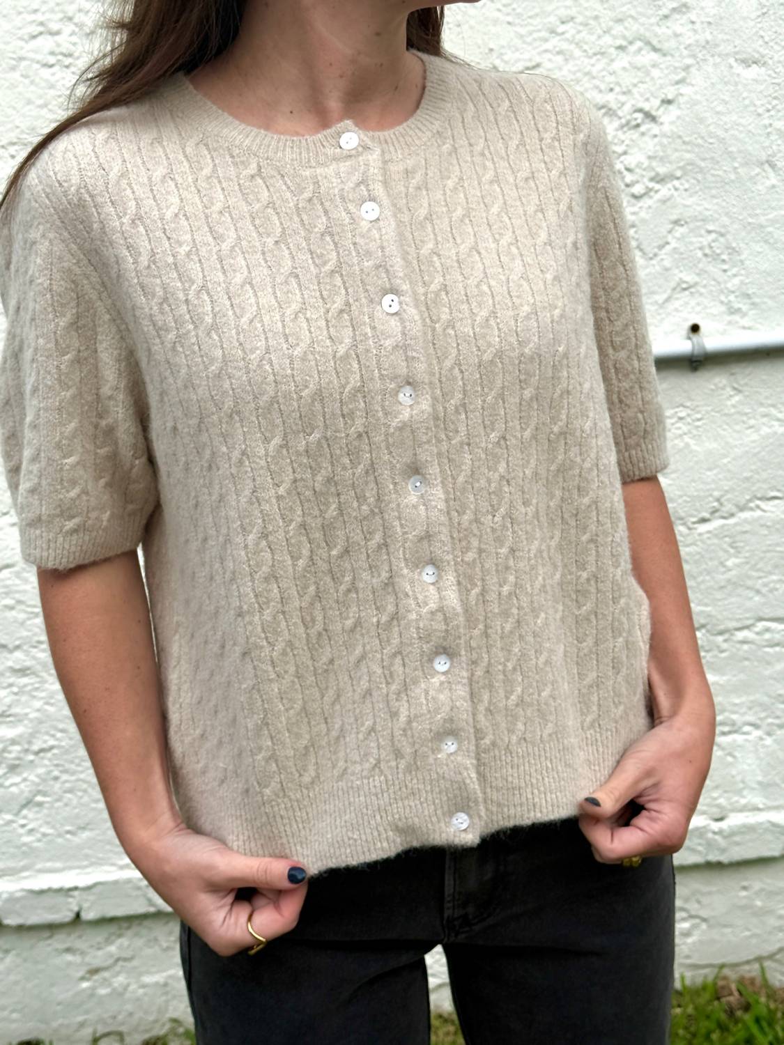 Things Between - Paisley Cable Knit Short Sleeve Top