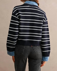 Mable - Striped Sweater with Contrast Denim Detail