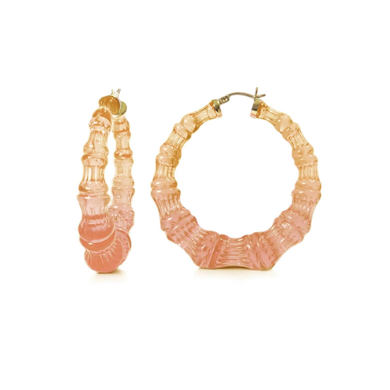 Gold & Honey - Women's Lucite Bamboo Hoop Earrings