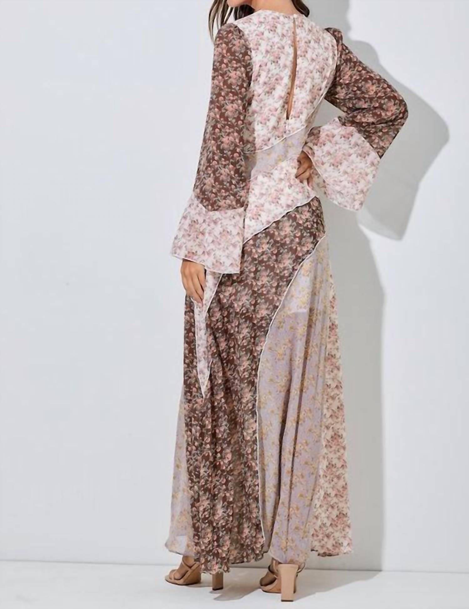 Baevely By Wellmade - Boho Floral Chiffon Maxi Dress