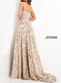 JOVANI Spaghetti Strap Sweetheart Neck Evening Dress in gold - women's dress - alternate view