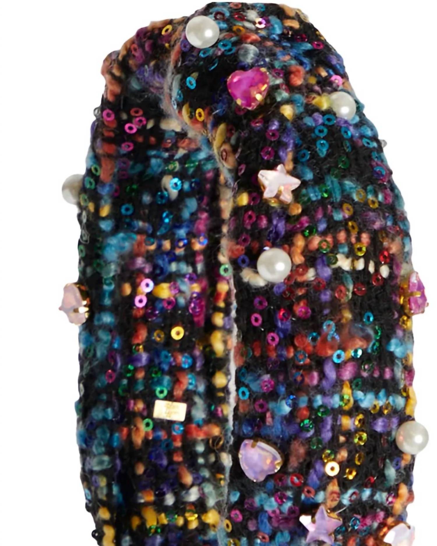 Bari Lynn - Women's Knot Jewelled Hearts And Stars Tweed Headband