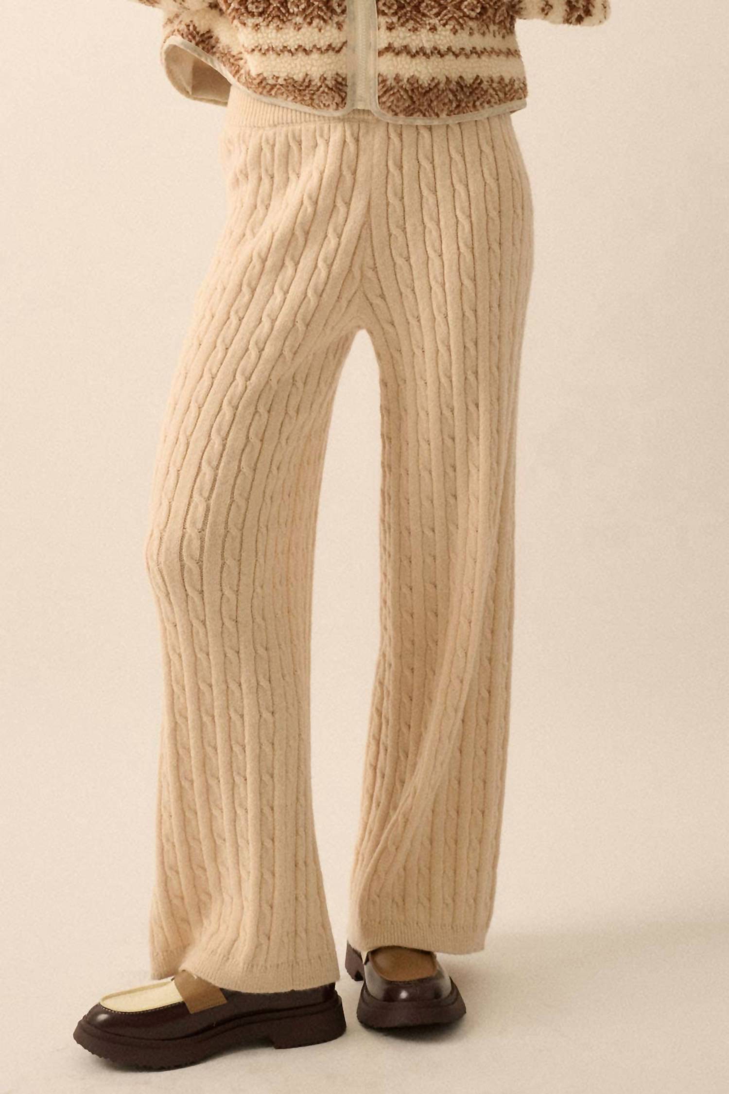 Promesa - Cable Knit Wide-Leg Sweater Pants