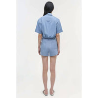 JONATHAN SIMKHAI Bishop Cotton Top in stratus - women's shirt - alternate view