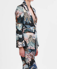 Las Sureñas Snow Leopard Blazer in blue - women's jacket - alternate view