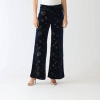 Vilagallo - Venus Floral Sequin Velvet Pants