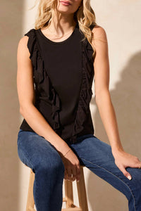 Tribal - Women's Mixed Media Ruffle Top