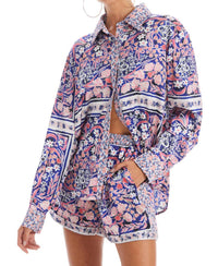 ALLISON NEW YORK Violet Printed Shorts in floral scarf - women's shorts