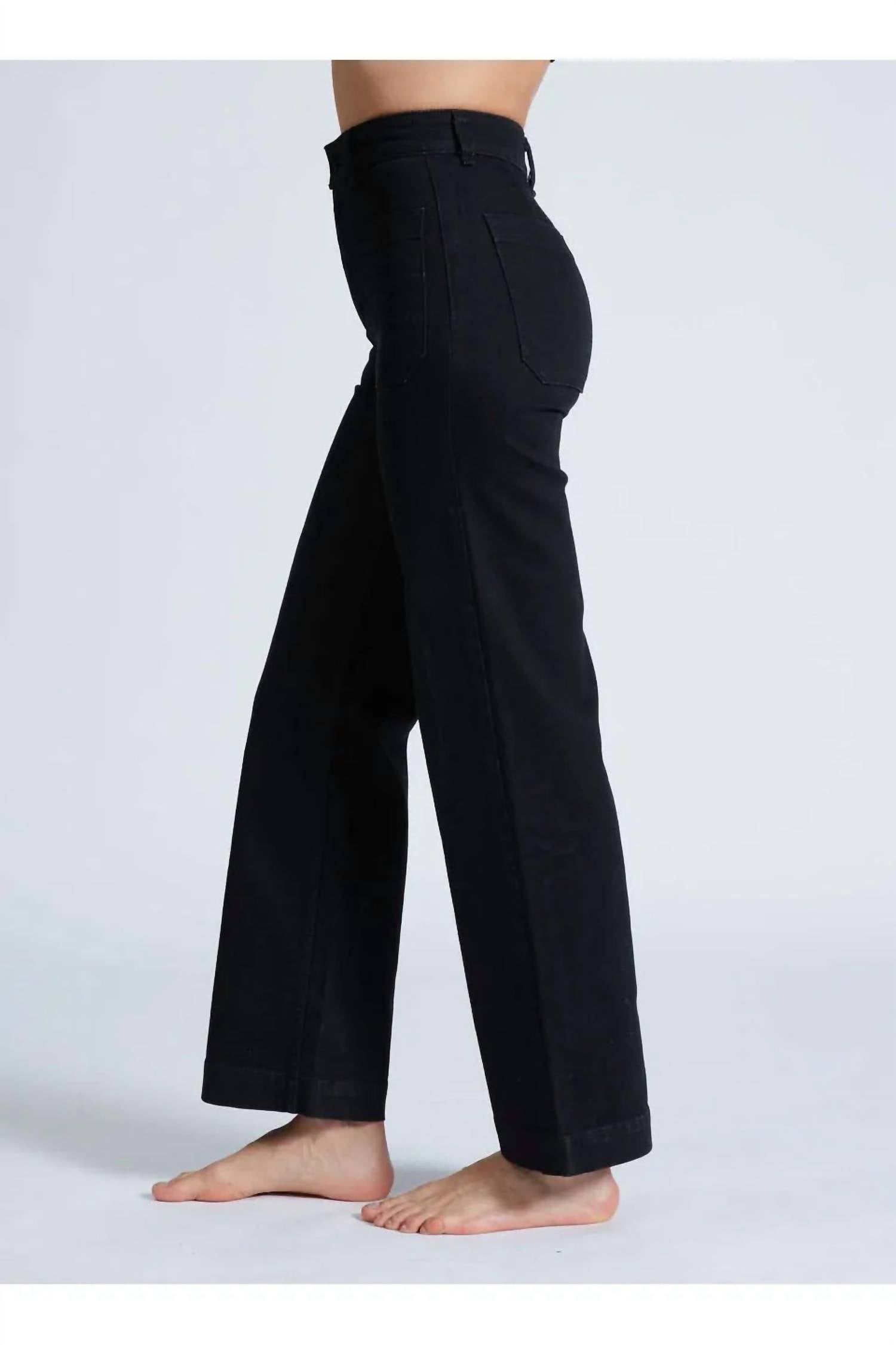 ASKK NY Sailor Wide Leg Pants in black resin - women's pants - alternate view