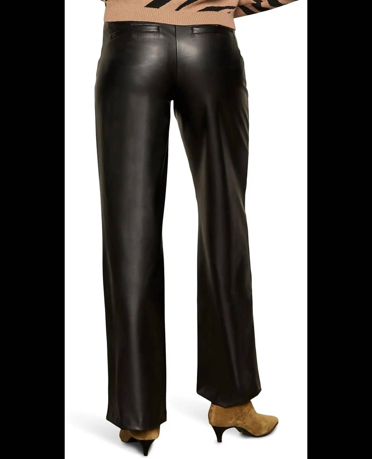 Sanctuary Women's Runway Vegan Leather Trouser in black - women's pants - detail view