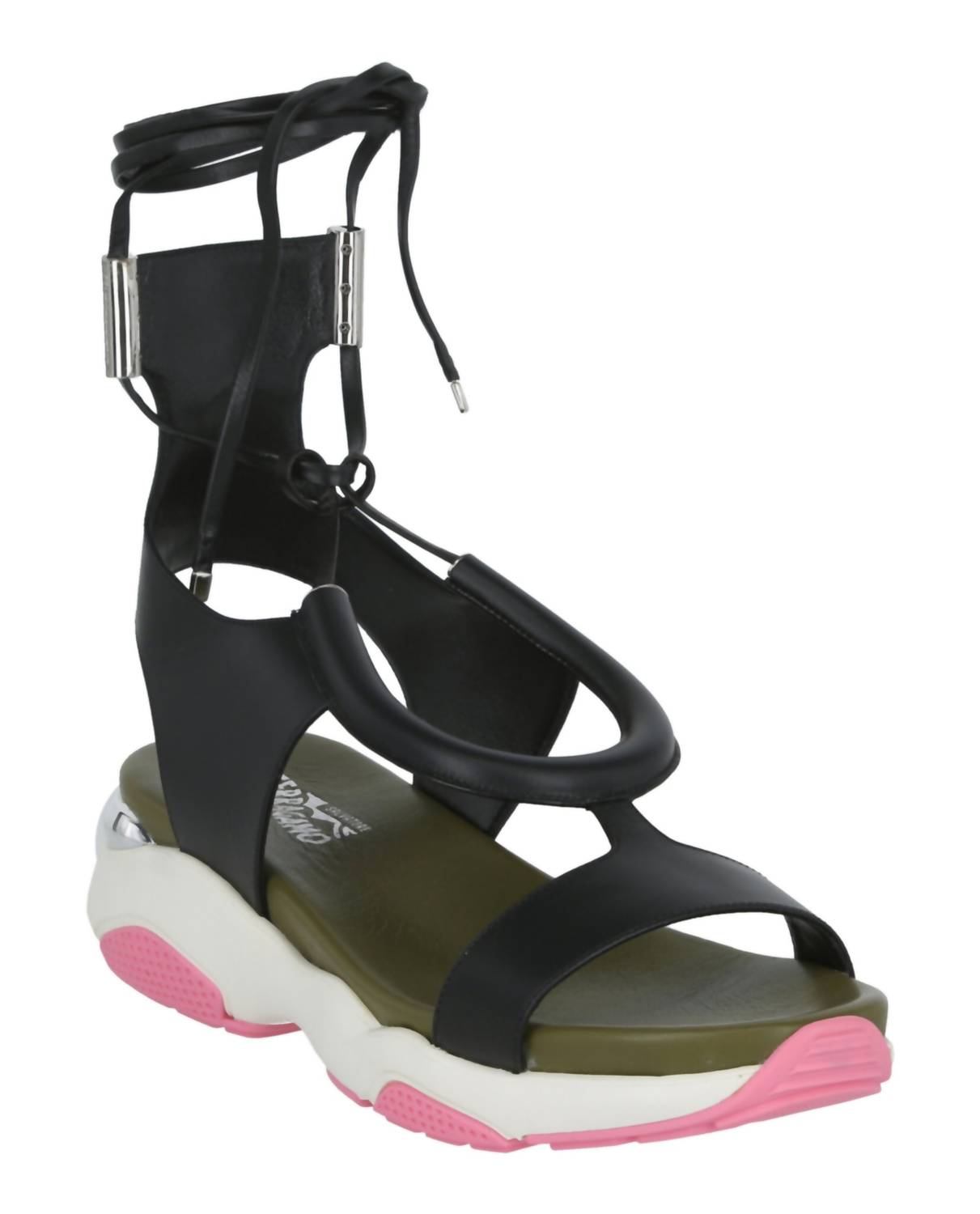 Salvatore Ferragamo Women's Lace-up Flat Sandals in black - women's sandal