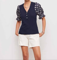 Fifteen Twenty - Women's Tamra Contrast Puff Sleeve Top