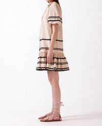 Celina Moon Jules Tier Dress in taupe 1 - women's dress - detail view