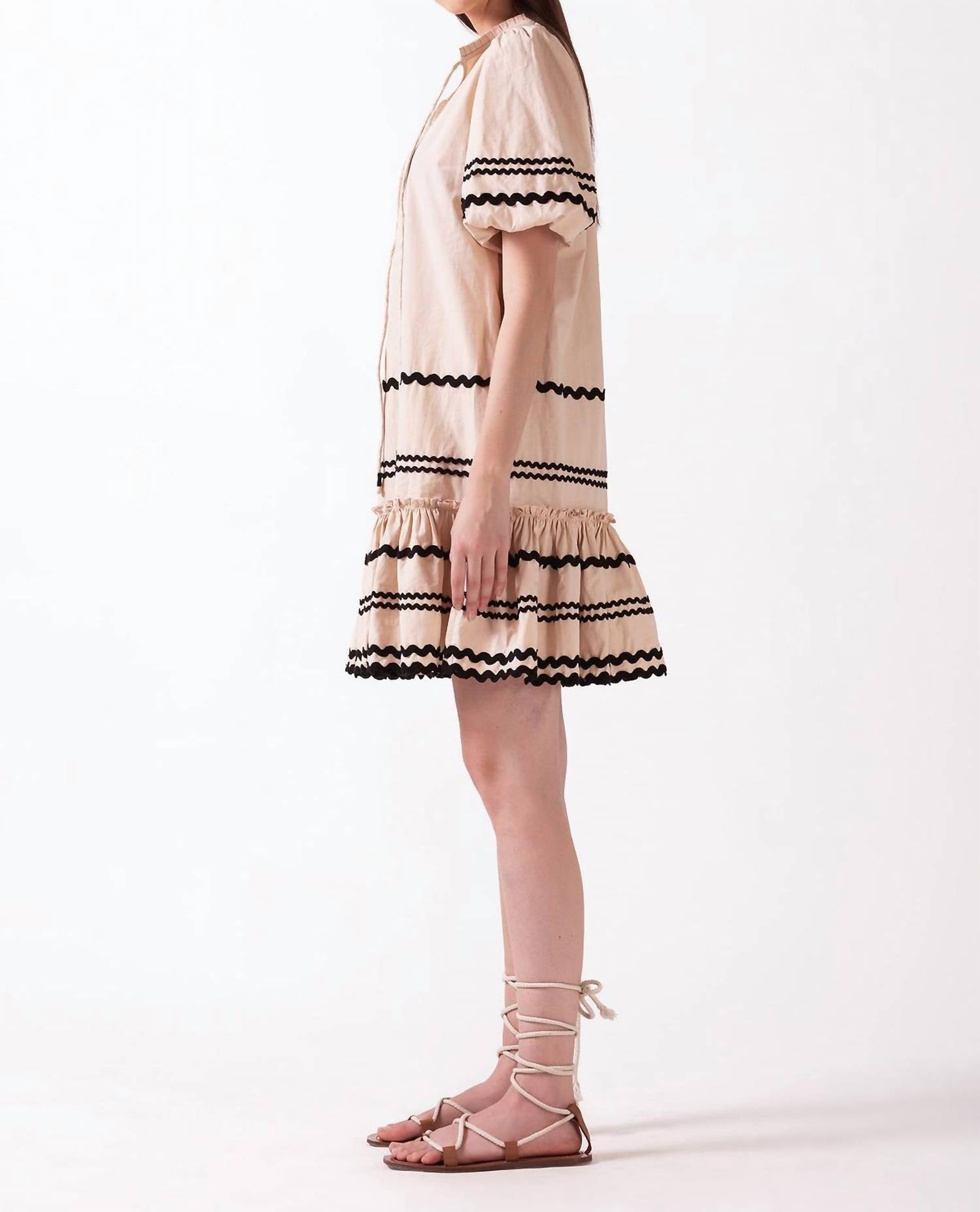 Celina Moon Jules Tier Dress in taupe 1 - women's dress - detail view