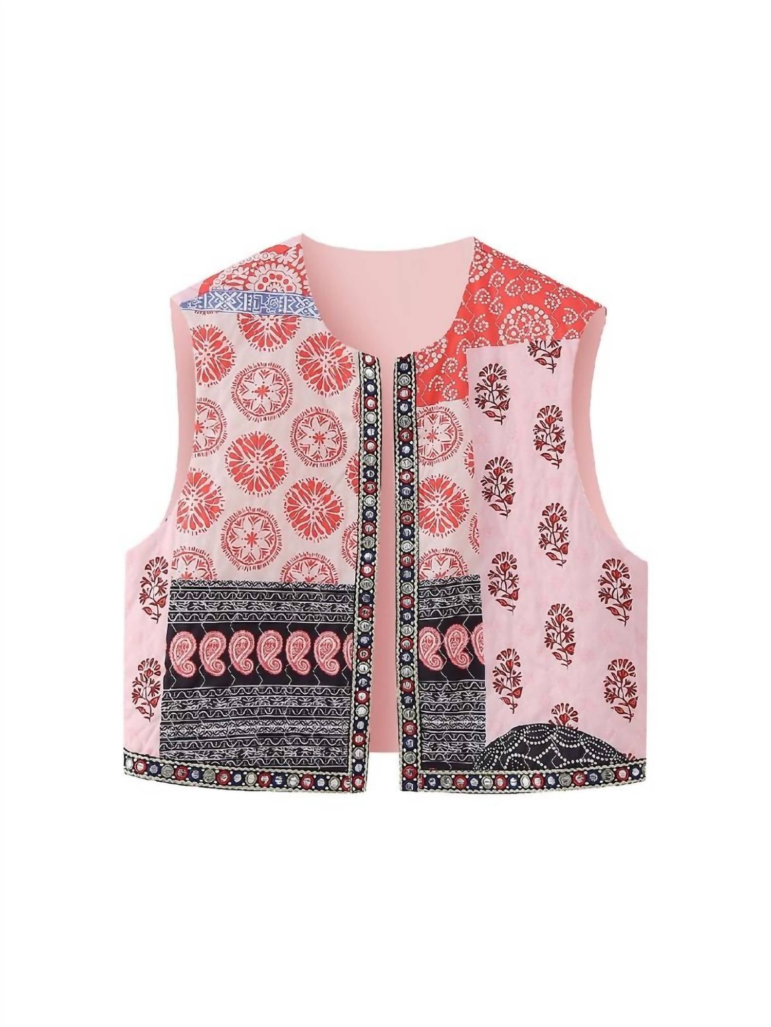 Pink Ripple - Print Quilted Vest