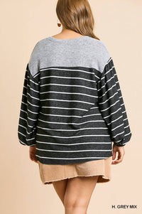 Umgee - Heathered Puff Sleeve Top - Plus