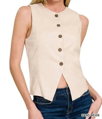 Zenana - Linen Button Down Vest
