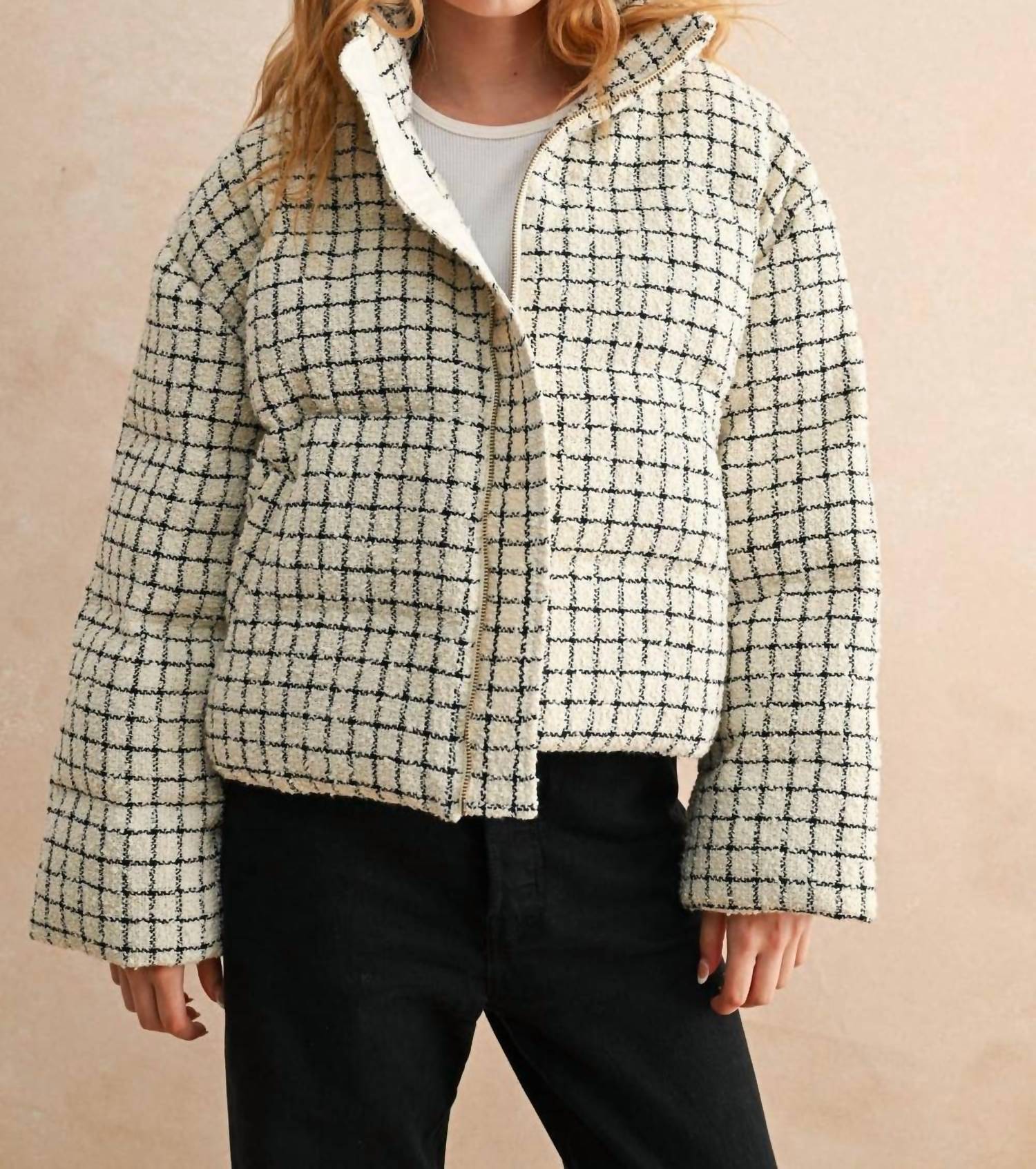 Miou Muse - Tweed Puff Jacket