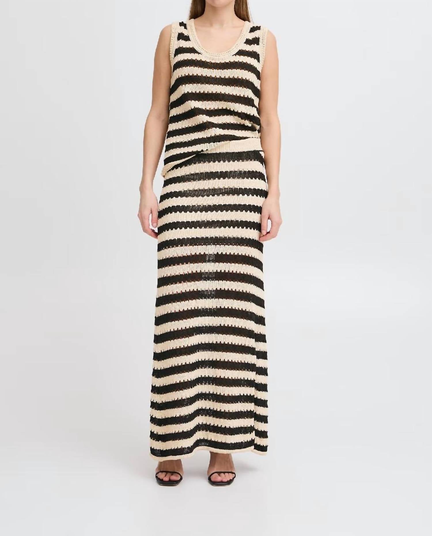 Ichi - Birdis Stripe Knit Maxi Skirt
