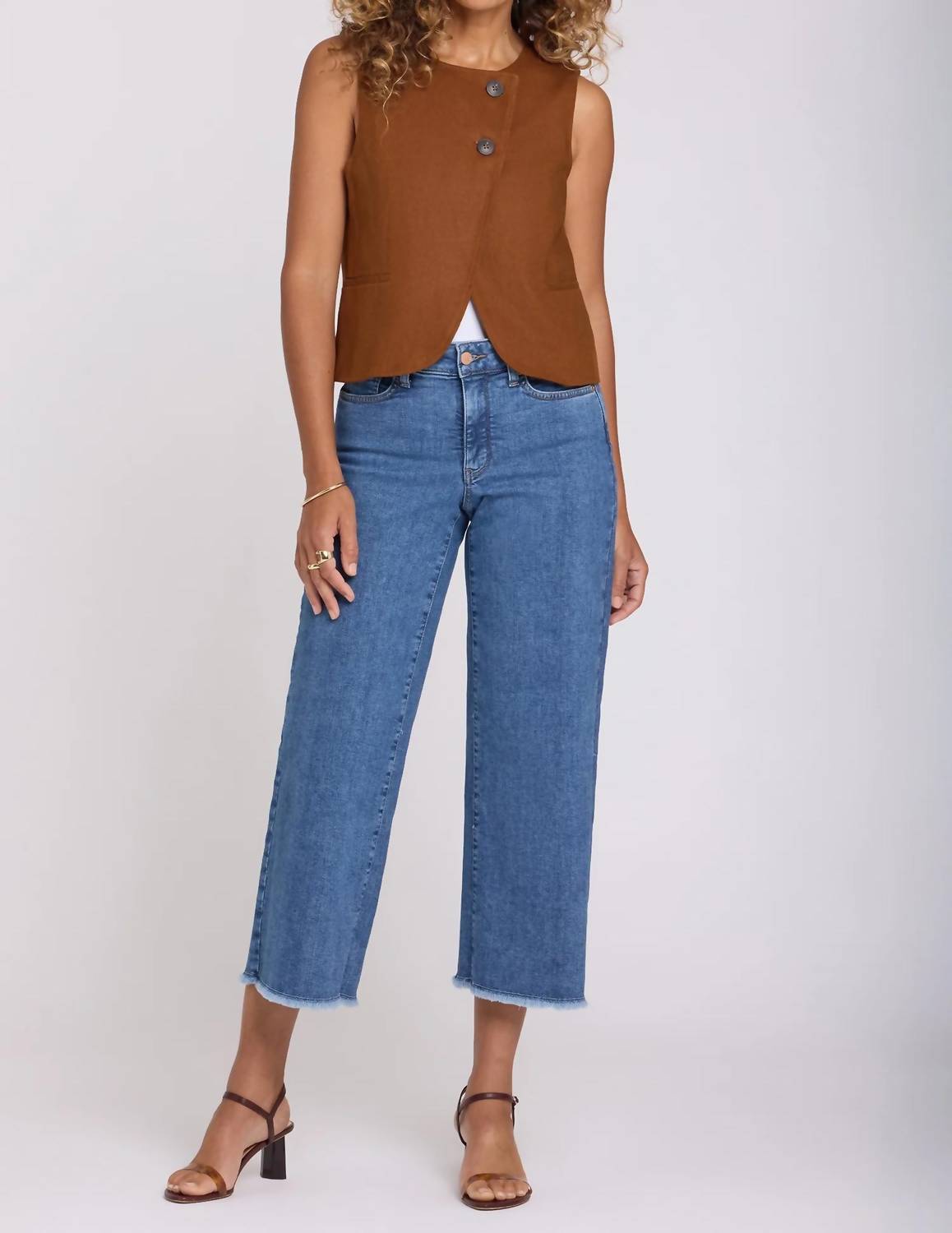 Nydj - Teresa Wide Leg Ankle Fray Hem Jeans