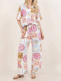 Sundayup - Stamp My Passport Top & Pant Set